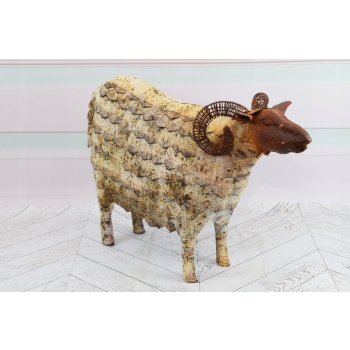Duża Ogrodowa Figura - Śmieszny Baran - Rzeźba Dom - Vintage - Prezent