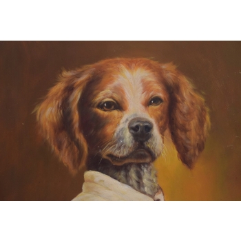 Dostojny Pies Piesek - Portret - Obraz Olejny - Złota Rama