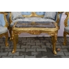 Komplet Mebli - Zestaw Kawowy + Sofa + 2 Fotele + Stół Barok - Błękitny