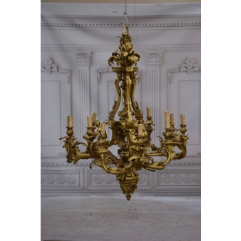 Królewski Gigant Paryski Żyrandol z Brązu + Lampa Złocona - BIAŁY KRUK