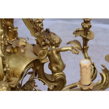 Królewski Gigant Paryski Żyrandol z Brązu + Lampa Złocona - BIAŁY KRUK