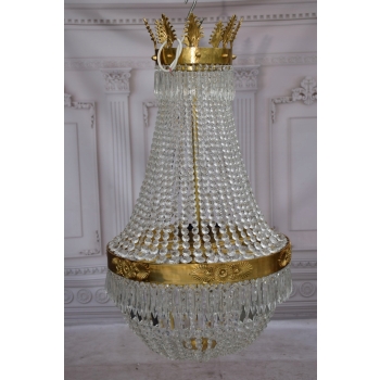 Żyrandol z Brązu - Brąz i Kryształy - Lampa Sufitowa - Barok 90cm CUDO