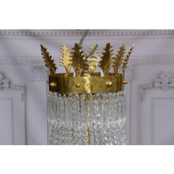 Żyrandol z Brązu - Brąz i Kryształy - Lampa Sufitowa - Barok 90cm CUDO