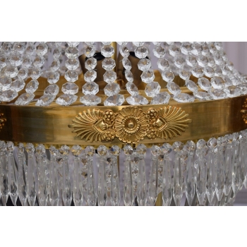 Żyrandol z Brązu - Brąz i Kryształy - Lampa Sufitowa - Barok 90cm CUDO
