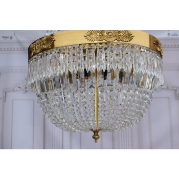Żyrandol z Brązu - Brąz i Kryształy - Lampa Sufitowa - Barok 90cm CUDO