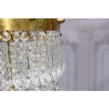 Żyrandol z Brązu - Brąz i Kryształy - Lampa Sufitowa - Barok 90cm CUDO