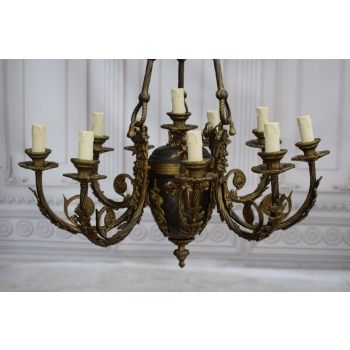 Królewski Gigant Paryski Żyrandol z Brązu + Lampa - BIAŁY KRUK 70cm