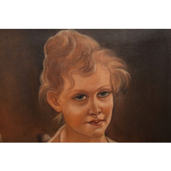 Józef Mehoffer - Portret Damy Kobiety z Kotem Kot - Stary Obraz Olej Płótno
