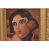TAMARA De Łempicka - Portret Kobiety - Zielony Welon - Obraz Olejny