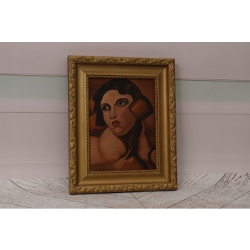 TAMARA De Łempicka - Portret Kobiety - Zielony Welon - Obraz Olejny