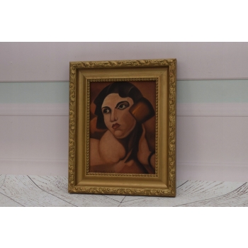 TAMARA De Łempicka - Portret Kobiety - Zielony Welon - Obraz Olejny