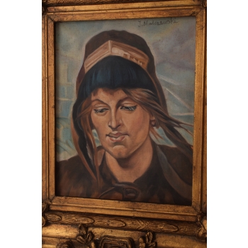 J. MALCZEWSKI - PORTRET KOBIETY - STARY OBRAZ OLEJNY