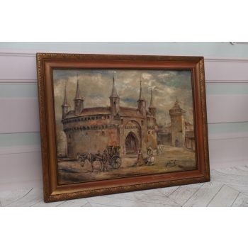 J. Fałat - Barbakan - Rynek Krakowski - Stary Polski Obraz - Kolekcja