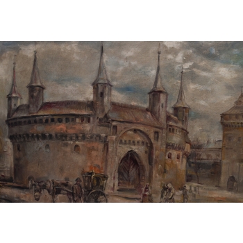 J. Fałat - Barbakan - Rynek Krakowski - Stary Polski Obraz - Kolekcja