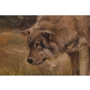 J. Fałat - Wataha Wilków - Wilki Natura - Stary Obraz Olejny - Złota Rama
