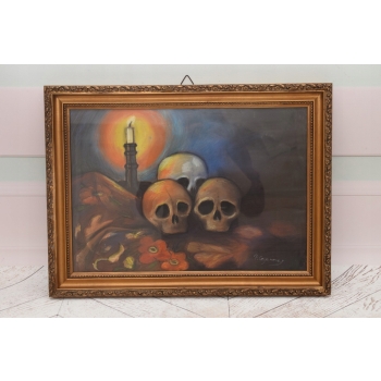 PAUL CEZANNE - MEMENTO MORI - Czaszki - STARY OBRAZ z FRANCJI