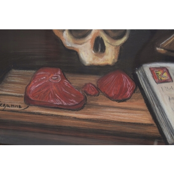 PAUL CEZANNE - MEMENTO MORI - Czaszka i Książka - STARY OBRAZ z FRANCJI