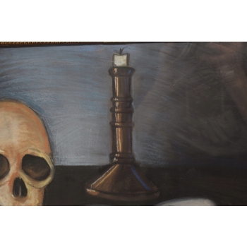 PAUL CEZANNE - MEMENTO MORI - Czaszka i Książka - STARY OBRAZ z FRANCJI