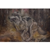 J. Fałat - Biegnący Wilk - Wilczur - Natura - Polski Stary Obraz Olejny