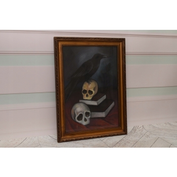 PAUL CEZANNE - MEMENTO MORI - Kruk Na Czaszkach - STARY OBRAZ z FRANCJI