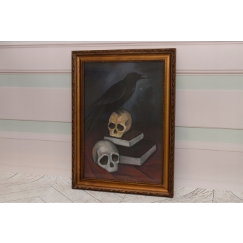 PAUL CEZANNE - MEMENTO MORI - Kruk Na Czaszkach - STARY OBRAZ z FRANCJI