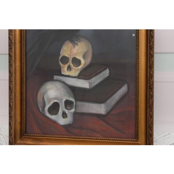 PAUL CEZANNE - MEMENTO MORI - Kruk Na Czaszkach - STARY OBRAZ z FRANCJI