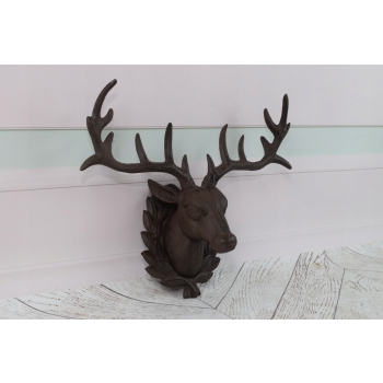 Jeleń - Poroże Jelenia - Dekoracja Ścienna - Figura z Żeliwa - Myśliwy