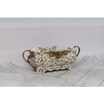 Porcelanowa Patera Secesja - Biała Misa - Róże Kwiaty - Dekoracja