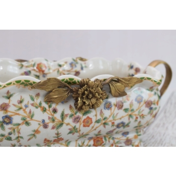 Porcelanowa Patera Secesja - Biała Misa - Róże Kwiaty - Dekoracja