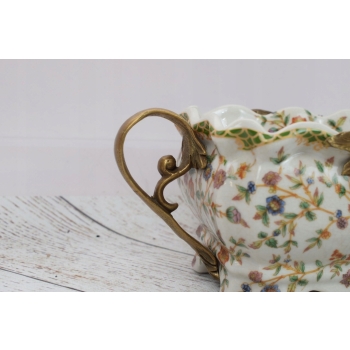 Porcelanowa Patera Secesja - Biała Misa - Róże Kwiaty - Dekoracja