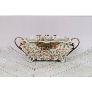 Porcelanowa Patera Secesja - Biała Misa - Róże Kwiaty - Dekoracja