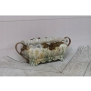 Porcelanowa Patera Secesja - Biała Misa - Kwiaty - Porcelana + Brąz