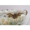 Porcelanowa Patera Secesja - Biała Misa - Kwiaty - Porcelana + Brąz