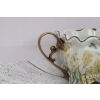 Porcelanowa Patera Secesja - Biała Misa - Kwiaty - Porcelana + Brąz