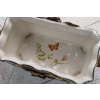 Porcelanowa Patera Secesja - Biała Misa - Kwiaty - Porcelana + Brąz