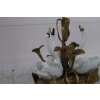 Piękny Świecznik z Porcelany - Trzy Łabędzie - Porcelana + Brąz - Brązu