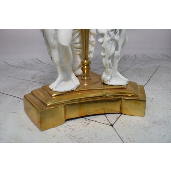 Ogromna Patera Porcelanowa - Porcelana + Brąz Szmaragd Trzy Damy Alabaster