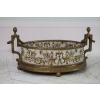 Porcelanowa Patera Secesja - Porcelana + Brąz - Biała Misa - Kwiaty Prezent