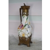Biała Porcelanowa Karafka - Porcelana + Brąz - Secesja - Kwiaty - Dekoracja