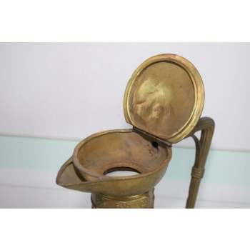 Biała Porcelanowa Karafka - Porcelana + Brąz - Secesja - Kwiaty - Dekoracja