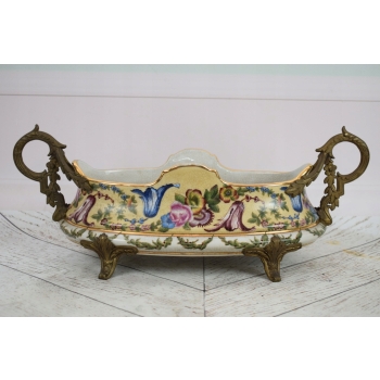 Kolorowa Patera Porcelanowa - Porcelana z Brązem Brąz - Misa Waza - Ozdoba