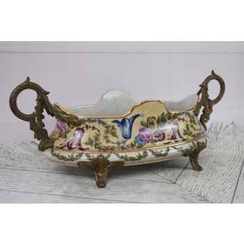 Kolorowa Patera Porcelanowa - Porcelana z Brązem Brąz - Misa Waza - Ozdoba