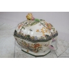 Biała Szkatuła Bomboniera - Porcelana - Kolorowe Kwiaty Owoce - Misa Ozdoba