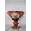 Porcelanowa Waza - Czerwony Puchar Amfora - Porcelana i Brąz - Kwiat Ozdoba