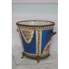 Porcelanowy Wazon - Waza - Niebieska - Kolorowe Kwiaty - sygn - Brąz