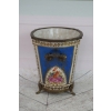 Porcelanowy Wazon - Waza - Niebieska - Kolorowe Kwiaty - sygn - Brąz