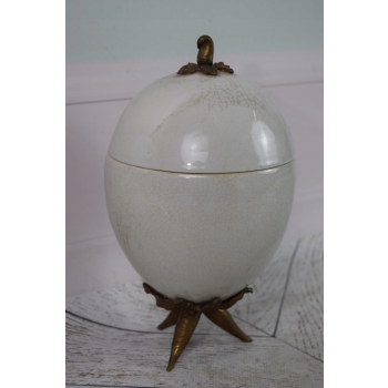 Biała Porcelanowa Szkatuła Jajo Perłowe - Porcelana + Brąz Misa Dekoracja