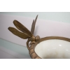 Biała Waza - Amfora Wazon na Kwiaty - Porcelana + Brąz - Ważka - Ozdoba