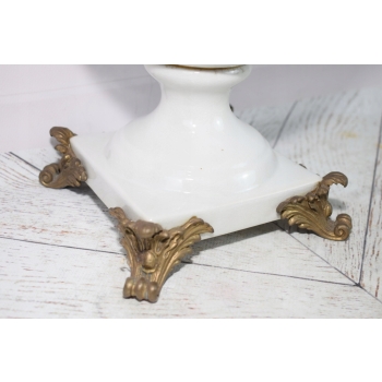 Biała Waza - Amfora Wazon na Kwiaty - Porcelana + Brąz - Ważka - Ozdoba