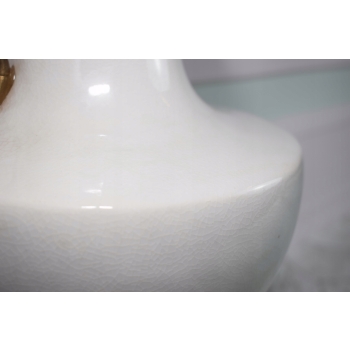 Biała Waza - Amfora Wazon na Kwiaty - Porcelana + Brąz - Ważka - Ozdoba